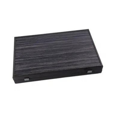 Backgammon z czarnego i srebrnego drewna dębowego, zamknięta kaseta - widok zewnętrzny