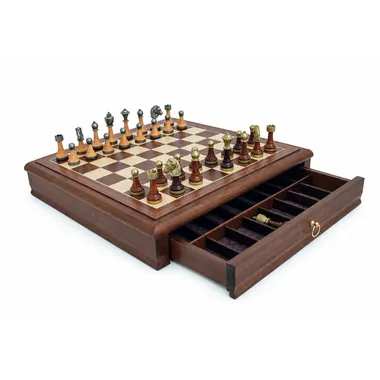 Komplet Classic XIV z szachownicą orzechową i otwartą szufladą do przechowywania