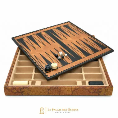 Plansza do backgammona Ancien Monde z żetonami, kośćmi i przegródkami na schowek