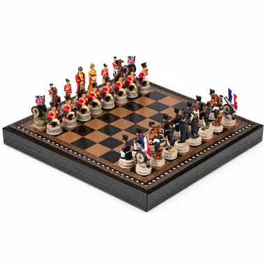 Komplet Bitwa pod Waterloo III, figury angielskie i francuskie naprzeciw siebie na szachownicy
