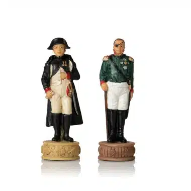 Figury szachowe Napoleon Kampania Rosyjska, szczegółowo wykonani król Napoleon i król przeciwnika