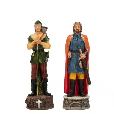 Gońce z zestawu Robin Hood, łucznik i król w czerwonej pelerynie