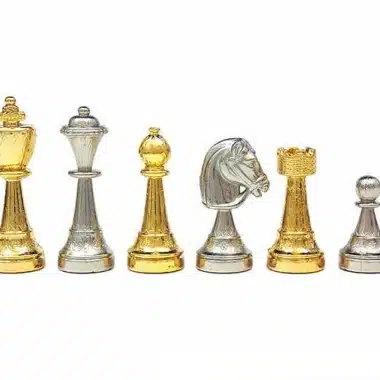 Szachy metalowe platerowane złotem i srebrem "Classic Flower"