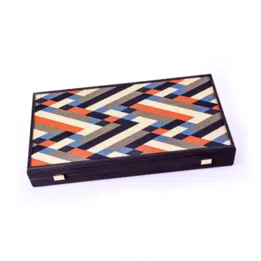 Backgammon Multicouleur Abstrait zamknięty, kaseta widziana z góry pod kątem
