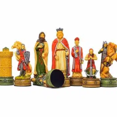 Zestaw szachowy Camelot, komplet figur z wieżą i szczegółowymi skoczkami