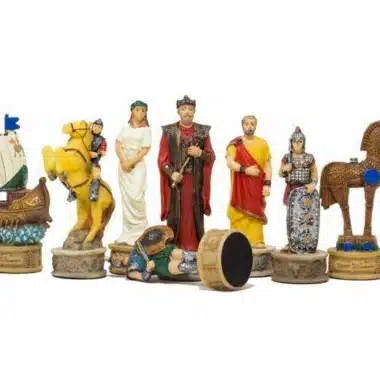 Zestaw figur szachowych Wojna Trojańska: statek, wielbłąd, król, hetman