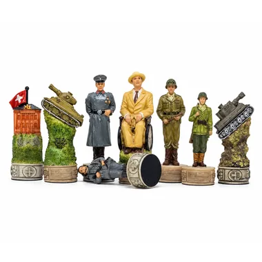 Zestaw szachowy Hitler vs Roosevelt, komplet figur obu stron