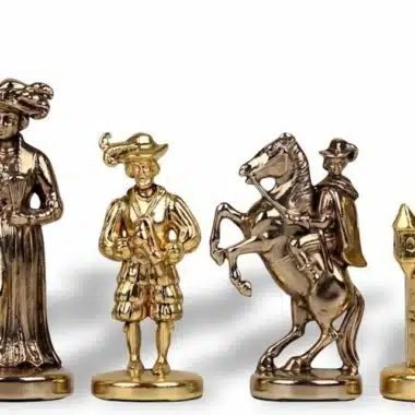 Złote figury Lanzichenecchi III: hetman, goniec, skoczek i wieża w detalu