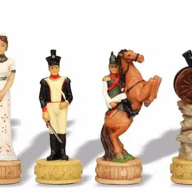 Figury szachowe Napoleon Kampania Rosyjska, hetman, piechur i jeździec, szczegółowe wykonanie