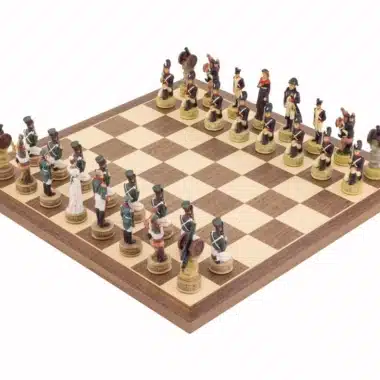 Szachy Napoléon Vs Russie, widok ogólny na szachownicy z drewna klonowego i orzechowego