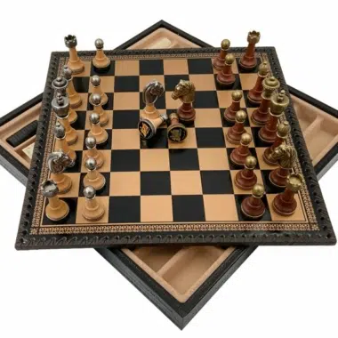 Otwarta szachownica i plansza do backgammona widziane z góry