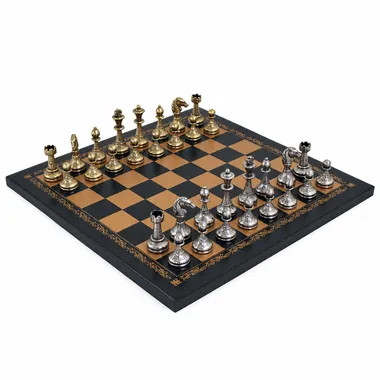 Szachy Cute Flowered - szachownica ze skóry ekologicznej i figury z metalu