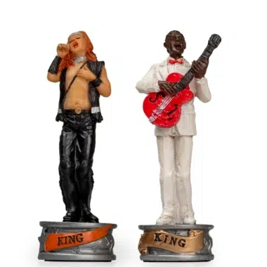 Króle rock i jazz, wokalistka i gitarzysta z malowanej żywicy