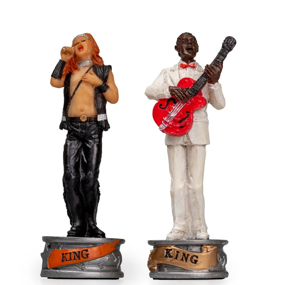 Króle rock i jazz, wokalistka i gitarzysta z malowanej żywicy