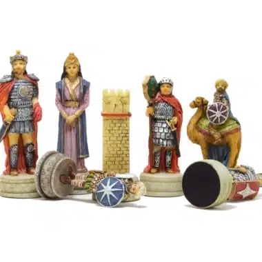 Détail des pièces d'échecs Romains et Arabes avec feutrine sous la base
