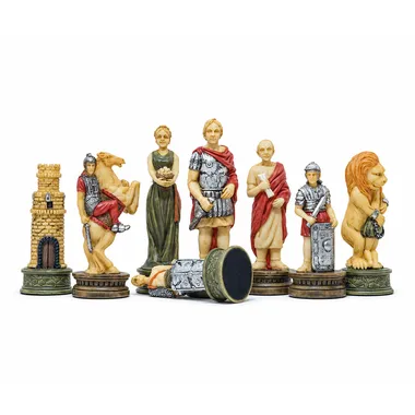Figury szachowe Rzymianie vs Gladiatorzy: wieża, skoczek, hetman, król, goniec i lew