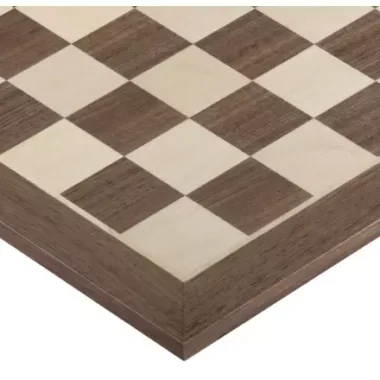 Échiquier en bois d'érable et noyer, détail du coin et des cases