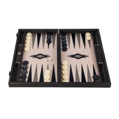 Otwarty backgammon Illusion Optique, plansza z dębu i orzecha