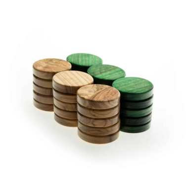 Pionki do Backgammona z Zielonego Drewna Oliwnego