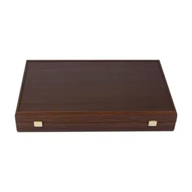 Zamknięty backgammon z Wenge i Czeczoty Orzechowej, widok drewnianej kasety