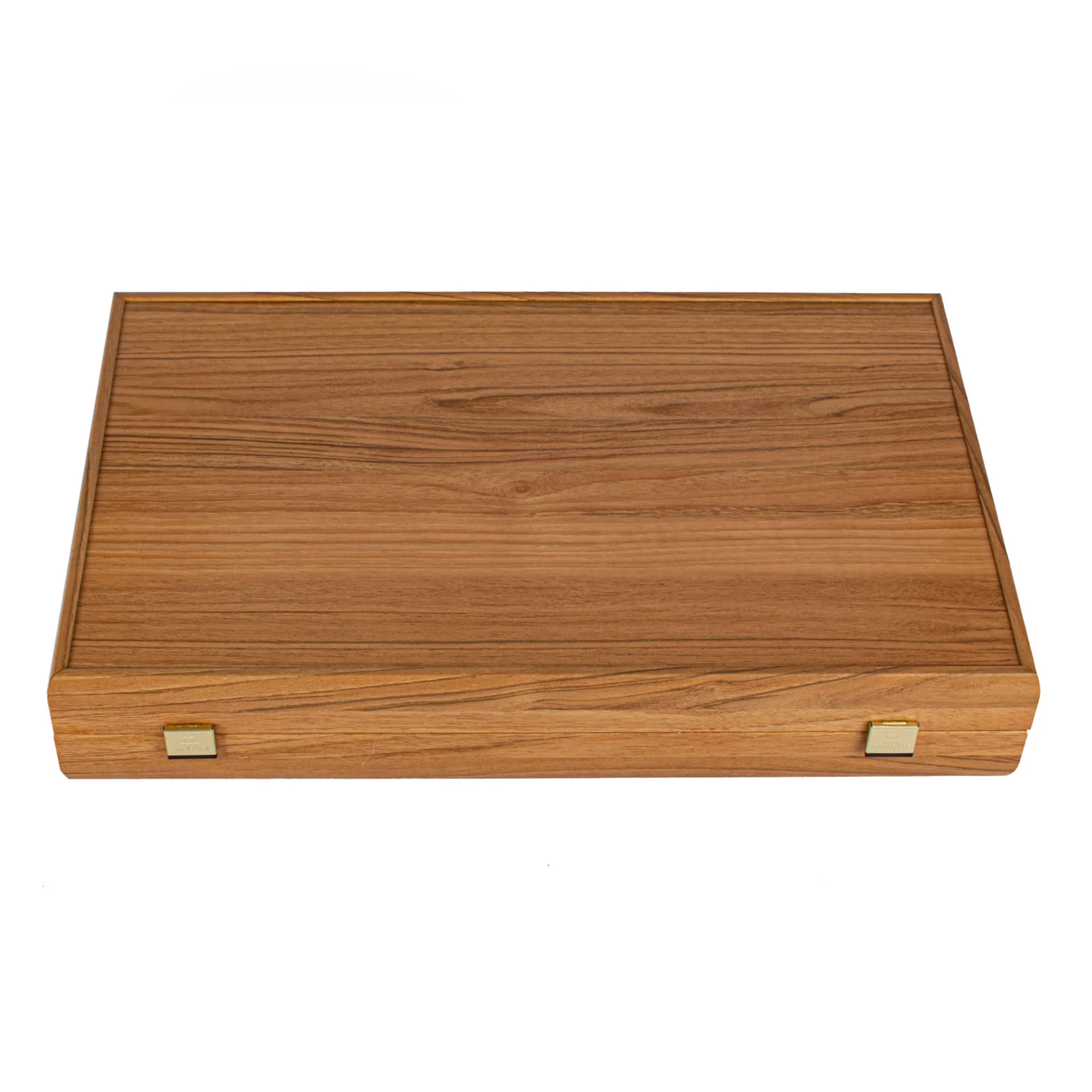 Backgammon z czerwonego korka zamknięty, widok zewnętrzny kasety z drewna dębowego