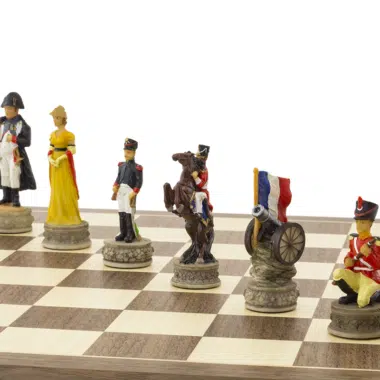 Figury szachowe Bitwa pod Waterloo, detal króla Napoleona i hetmana