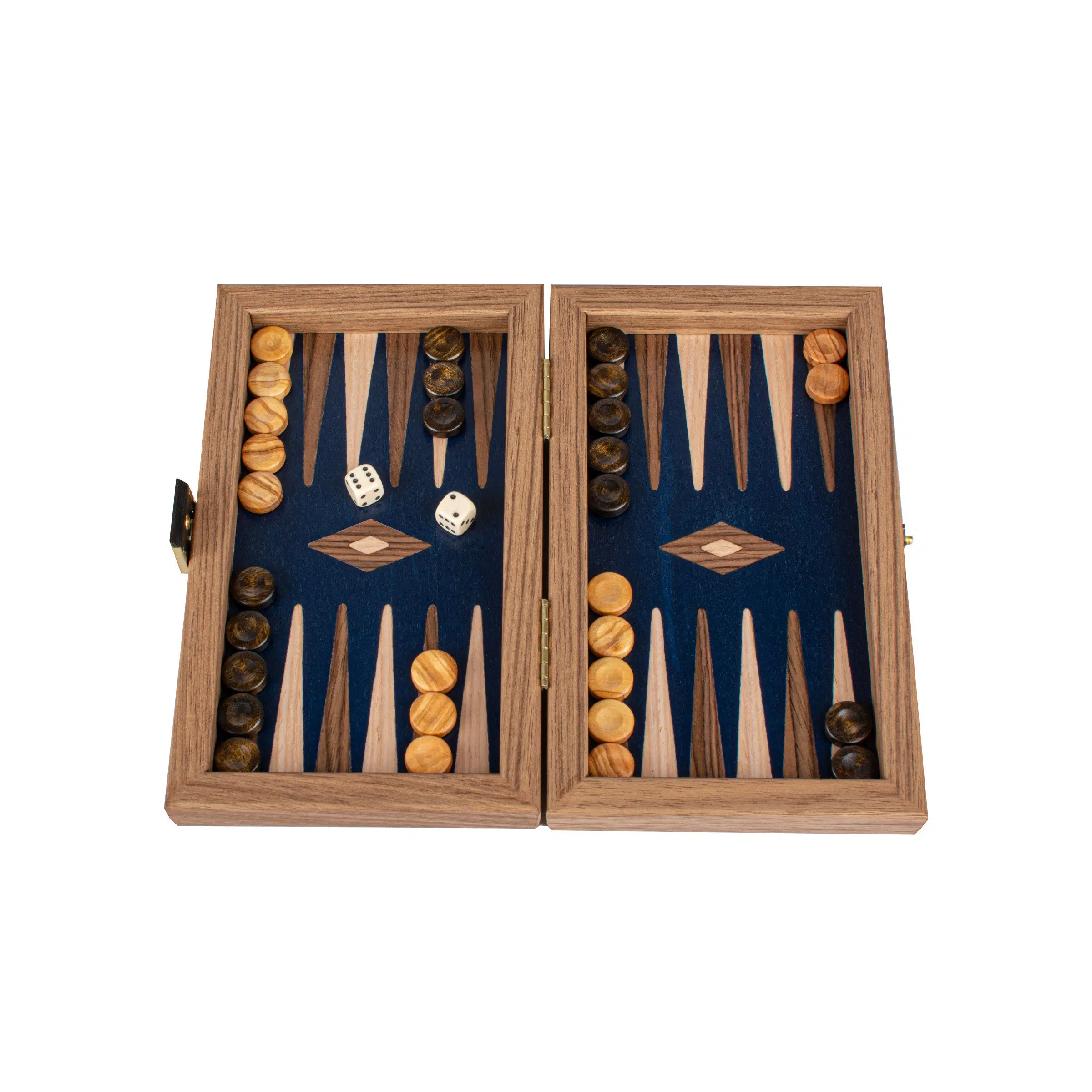 Zestaw backgammon z amerykańskiego orzecha z intarsją, widok z góry - Le Palais Des Echecs